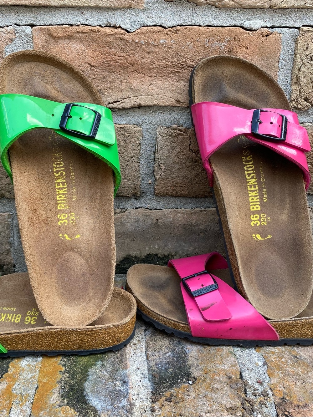LOT 2 Pre-Owned Birkenstock Madrid Sandals in Green & Pink 36/5 Narrow Fit Women